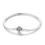 925 Sterling Silver Bracelets 17-20CM Original Golden Sparkling Heart Shaped Bracelet Fit DIY Charms Beads Fashion Women Jewelry mbzr