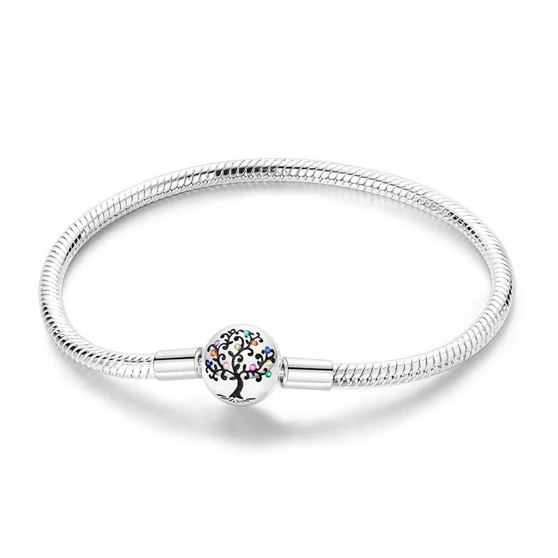 925 Sterling Silver Bracelets 17-20CM Original Golden Sparkling Heart Shaped Bracelet Fit DIY Charms Beads Fashion Women Jewelry mbzr