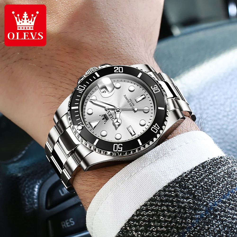OLEVS 5885 Brand original authentic watches for man luxury Gift Box Steel band calendar quartz men's watch mbzr