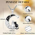 Black Cat Necklace 925 Sterling Silver  Animal Pendant Jewelry Gifts for Women Men Animal Lovers Graduation Christmas Birthday mbzr