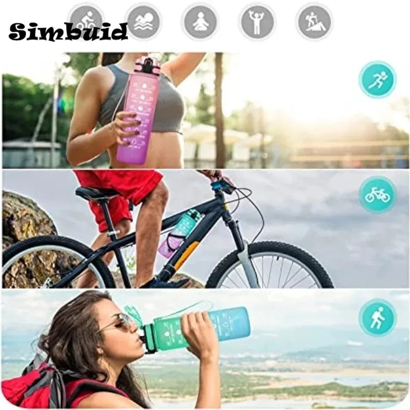 600ML Sports Water Bottle with Time Marker Leak-proof Cup Motivational Portable Water bottle for Outdoor Sport Fitness mbzr