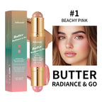 Multiuse Double Head Blush Bronzer Stick Butter Glow & Go Light Glossy Face Contour Blush Stick Long Lasting Waterproof Blusher mbzr