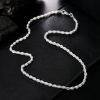 Hot Charms Fine 4MM Rope Chain 925 Sterling Silver Necklaces for Woman Men Classic Fashion Jewelry Wedding Party Holiday Gifts mbzr
