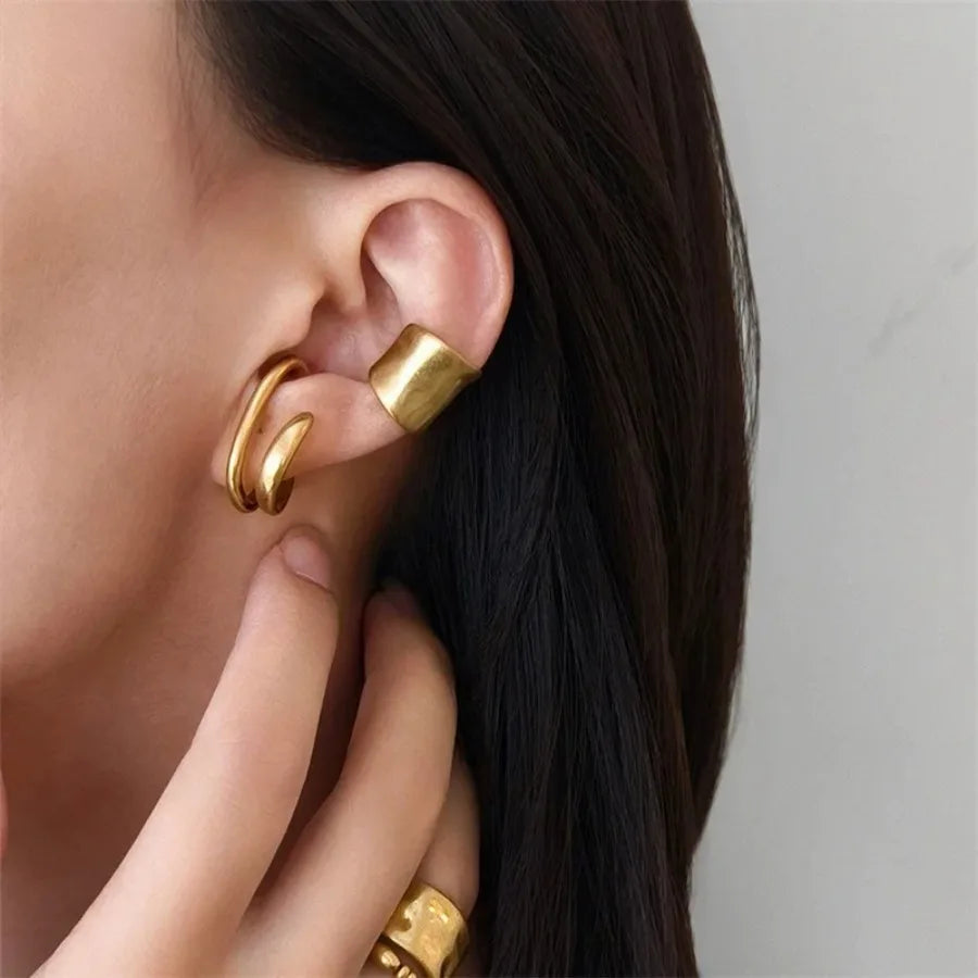 Fashion Women Piercless Ear Clip Earring Retro Classic Wide C Shape Trendy Earcuff Earrings Simple Daily Party Jewelry Gift