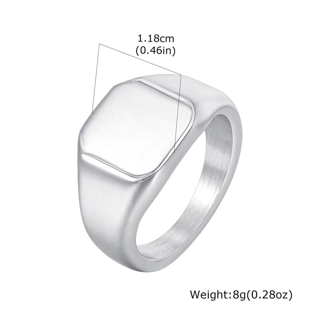 Vnox Brushed Square Signet Ring, Stainless Steel 11.8mm Wide Band for Men, Size 7-12 Chunky Finger Ring Anniversary Gift for Him