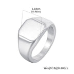 Vnox Brushed Square Signet Ring, Stainless Steel 11.8mm Wide Band for Men, Size 7-12 Chunky Finger Ring Anniversary Gift for Him