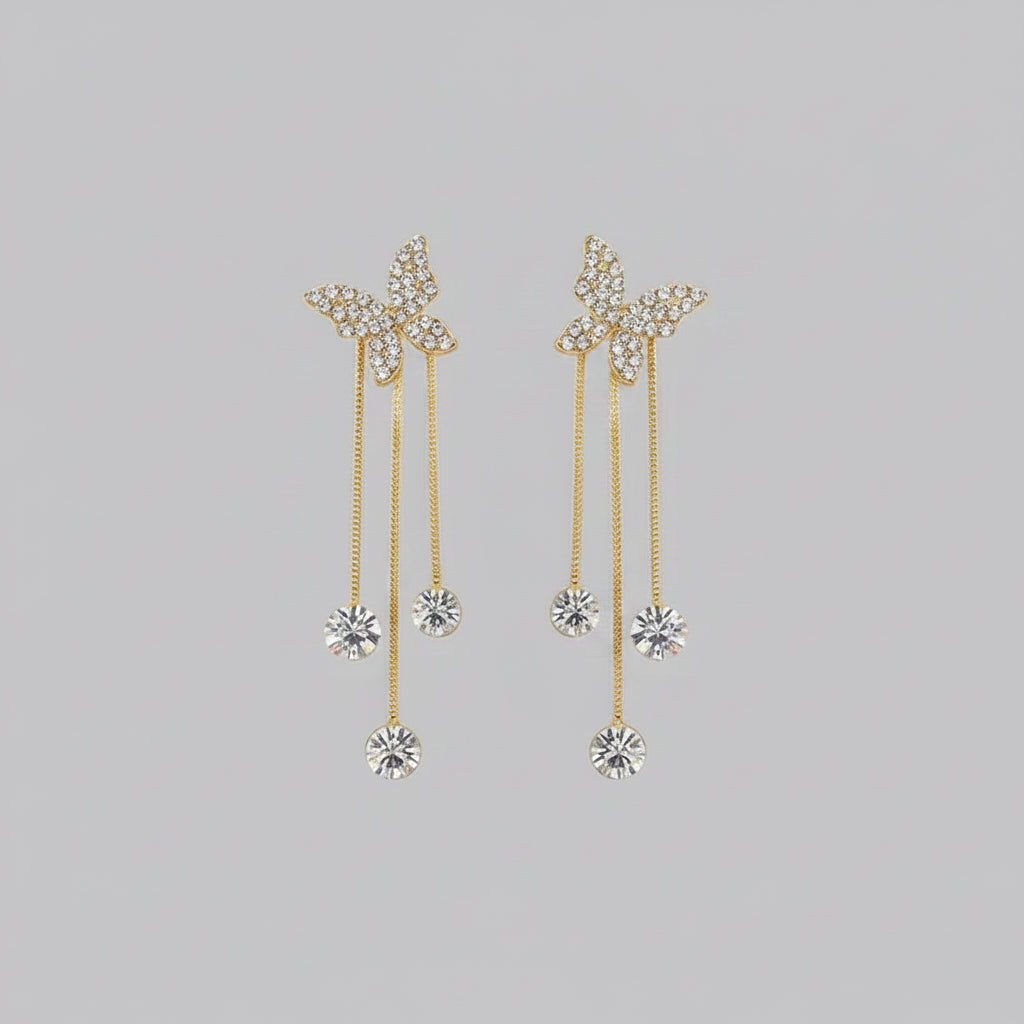 925 Silver Needle Blue Purple Butterfly Long Tassel Earrings For Women Jewelry 2026 Trending New Korean Crystal Drop Earrings mbzr