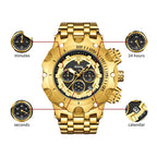 YaLaLuSi Men's Fashion Waterproof Sport Watch Gold Strap Luxury Multifunctional Atmospheric Dial Practical Free Shipping mbzr
