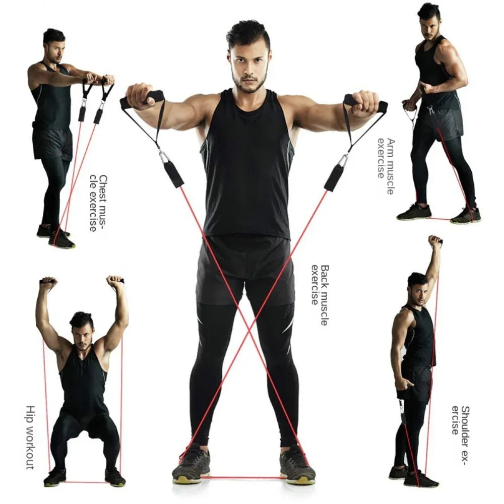 Multifunction Fitness Tension Rope 5-Tube Elastic Yoga Pedal Puller Resistance Band Tension Rope for Stretching Abdomen Training mbzr