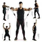 Multifunction Fitness Tension Rope 5-Tube Elastic Yoga Pedal Puller Resistance Band Tension Rope for Stretching Abdomen Training mbzr