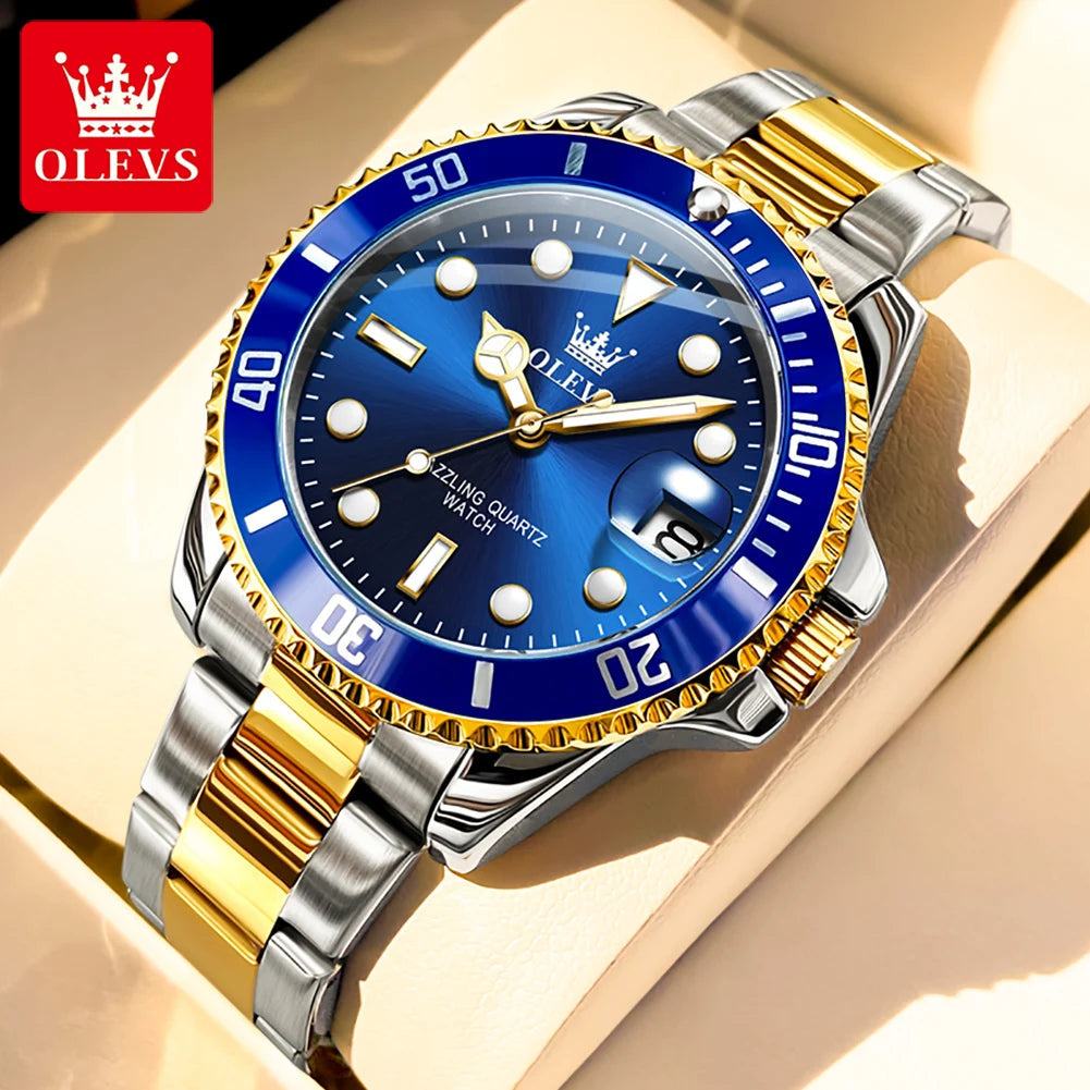 OLEVS 5885 Brand original authentic watches for man luxury Gift Box Steel band calendar quartz men's watch mbzr