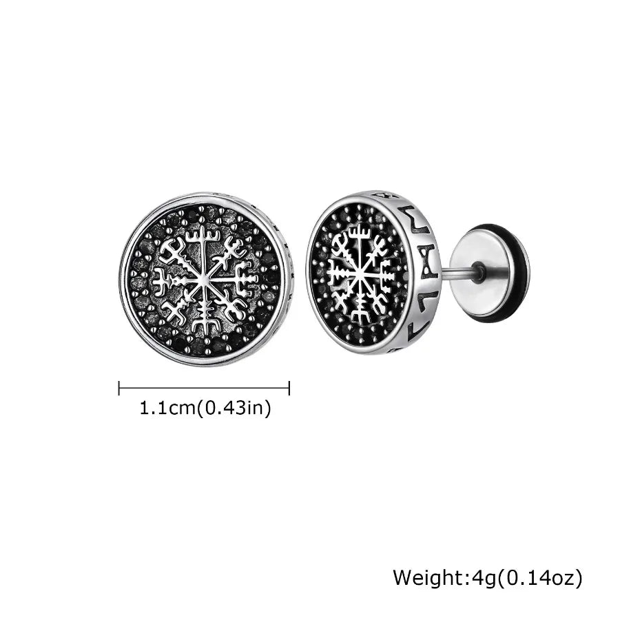 Simple Circle Round Stud Earrings for Men Boys, Metal Zircon Small Earrings, Unisex Daily Jewelry Accessory
