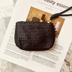 Straw Woven Mini Coin Purse – Japanese Minimalist Wrist Pouch mbzr