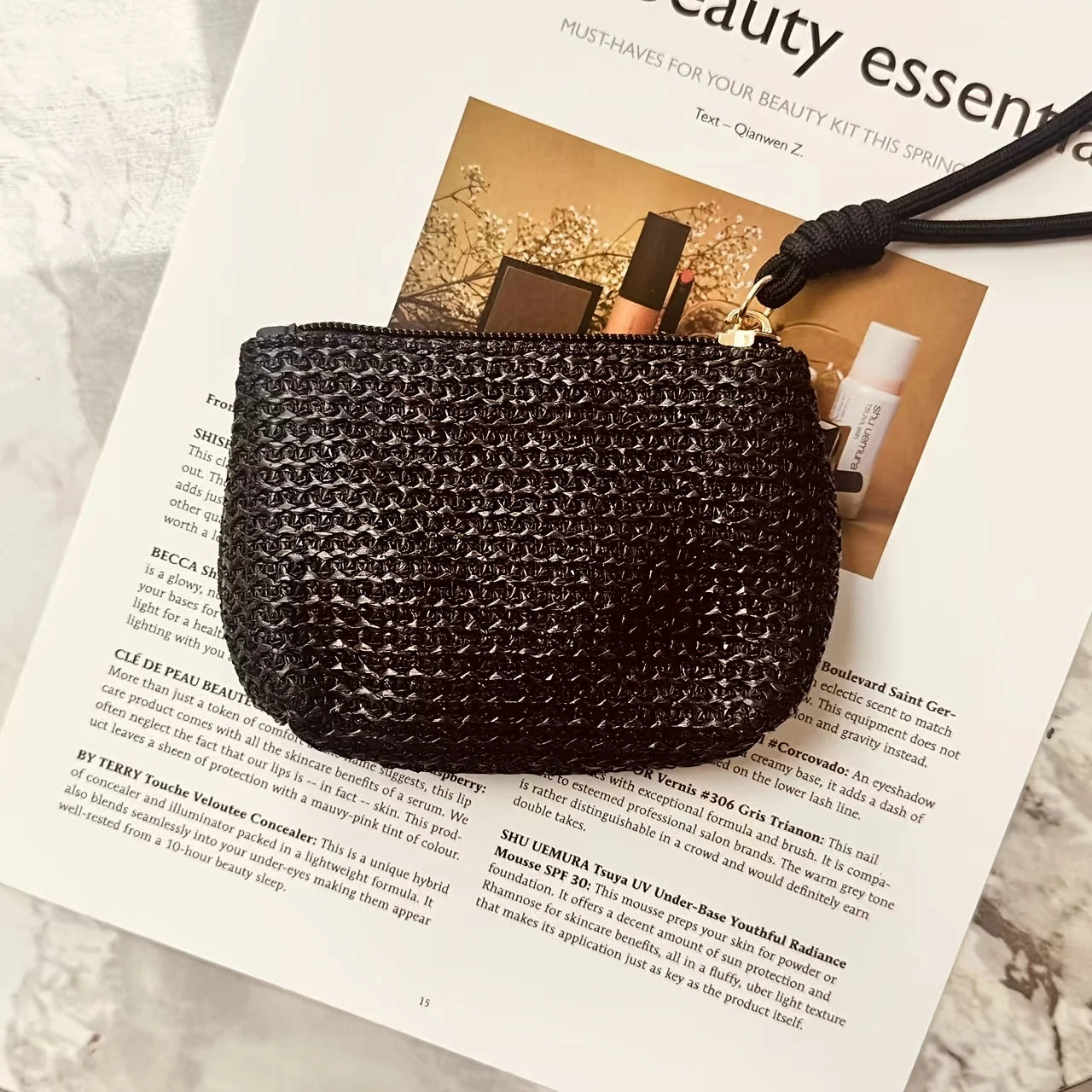 Straw Woven Mini Coin Purse – Japanese Minimalist Wrist Pouch mbzr