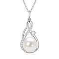 OXTAO Natural Freshwater Pearl Infinity Pendant Necklace Engagement Wedding Anniversary Jewelry Gifts Moissanite Charm Necklaces with Certified
