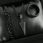 3pcs Fashion Alloy Men's Cross Pendant Necklace, Bracelet and Ring Combo Jewelry Set