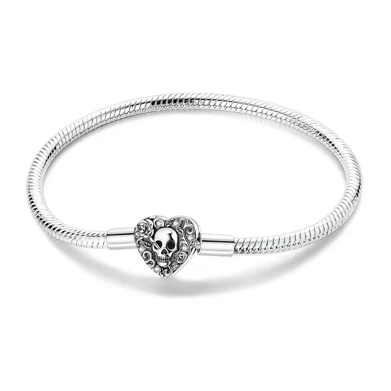 Silver 925 Bracelet Original Bracelets Colorful Zircon Heart Flower Cat Snake Chain For DIY Charms 17-20CM Luxury Jewelry Gifts mbzr