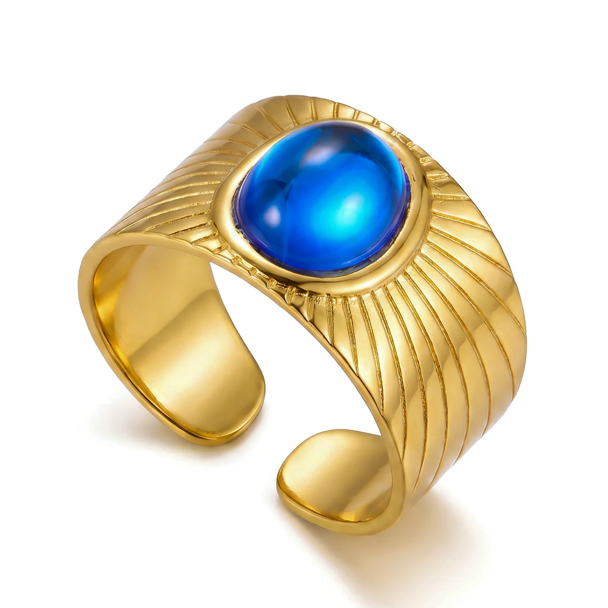 Stainless Steel Vintage Style Sun Eye Sapphire Open Ring French Hollow Star Moon Stacking Finger Rings