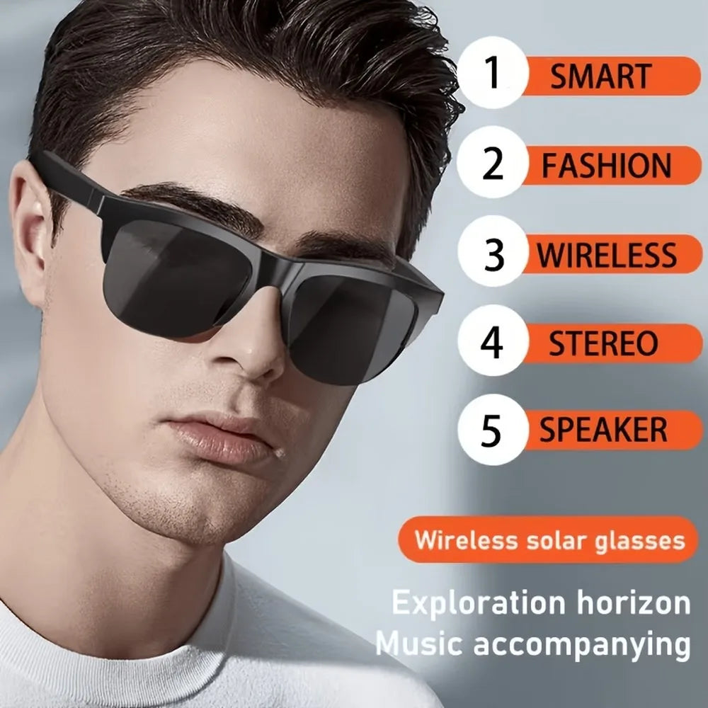 Wireless smart glasses with audio and voice calls, smart glasses for outdoor travel to facilitate calls and listen to music, rechargeable music glasses with built-in microphone mbzr