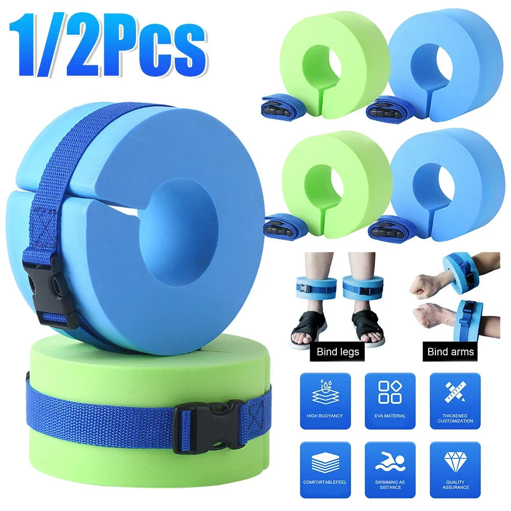 1/2pcs Foam Swimming Floating Rings Solid Color Ankles Arms Floats With Quick Release Buckle Swim Training Equipment Accessories mbzr