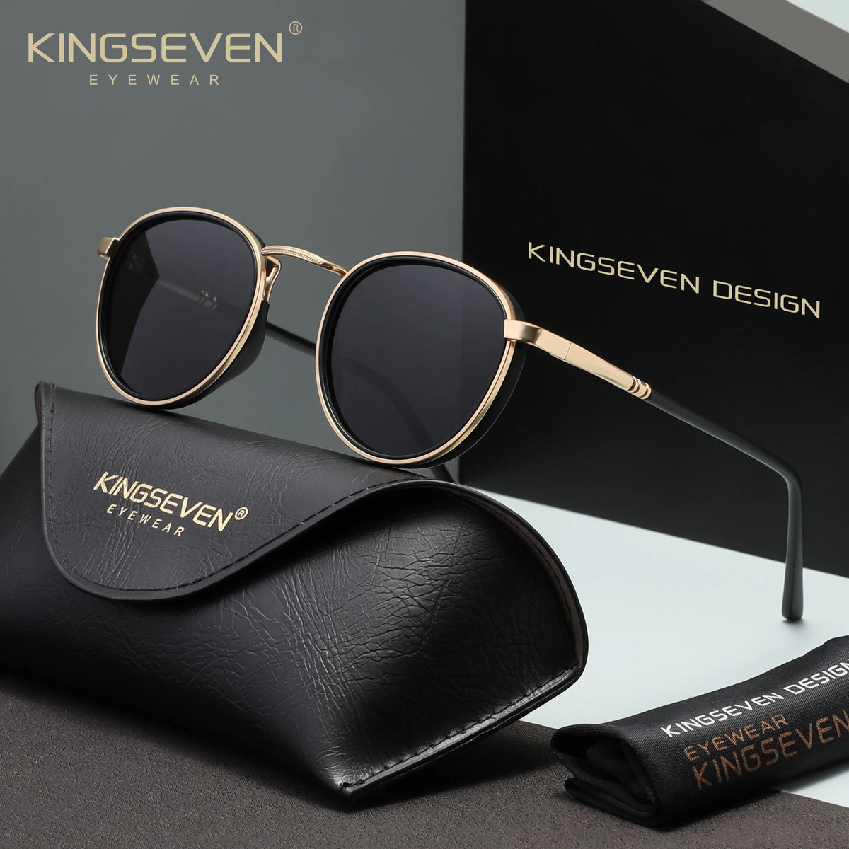 KINGSEVEN Original Causal Round Frame Sunglasses Fashion Men Polarized UV400 Luxury Retro Women Driving Summer Oufdoor Glasses