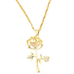 1pc romantic rose pendant necklace elegant-inlaid with titanium stainless steel chain delicate flower jewelry ladies Valentine's Day gift daily stacking.