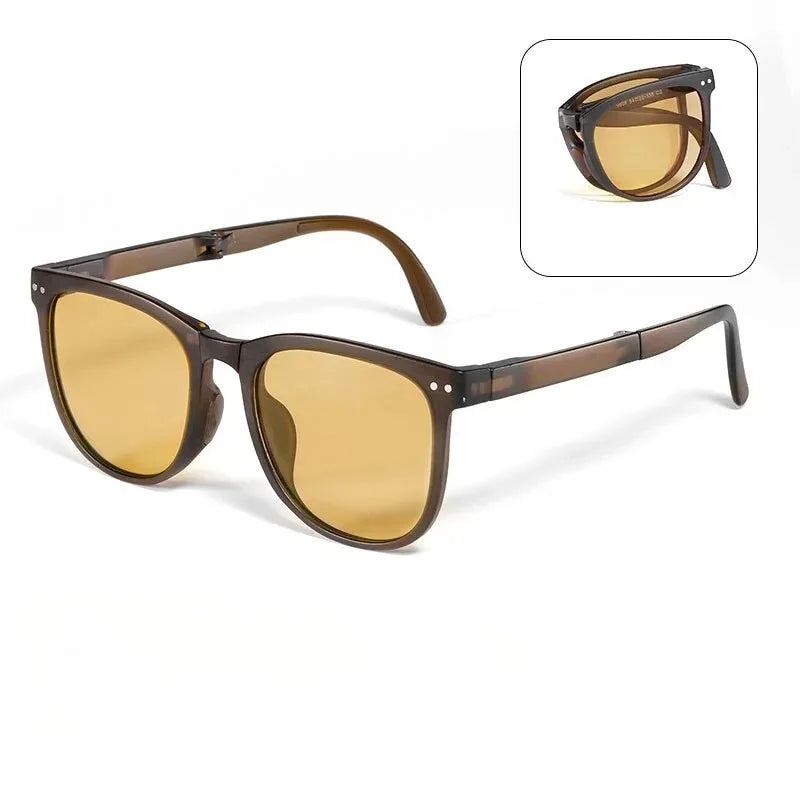 Foldable Sunglasses Square Frame UV Protection for Women Portable Folding Driving Sun Glasses Compact Travel Outdoor Eyewear