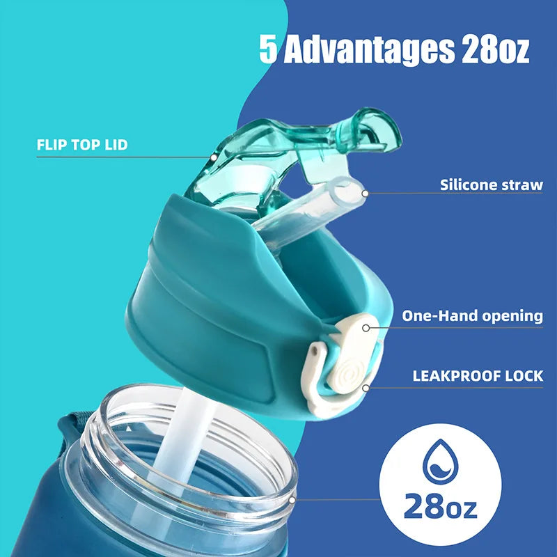1PCS 800ML Large Capacity Sports Water Bottle Leak Proof Colorful Plastic Cup Drinking Outdoor Travel Portable Gym Fitness Jugs mbzr