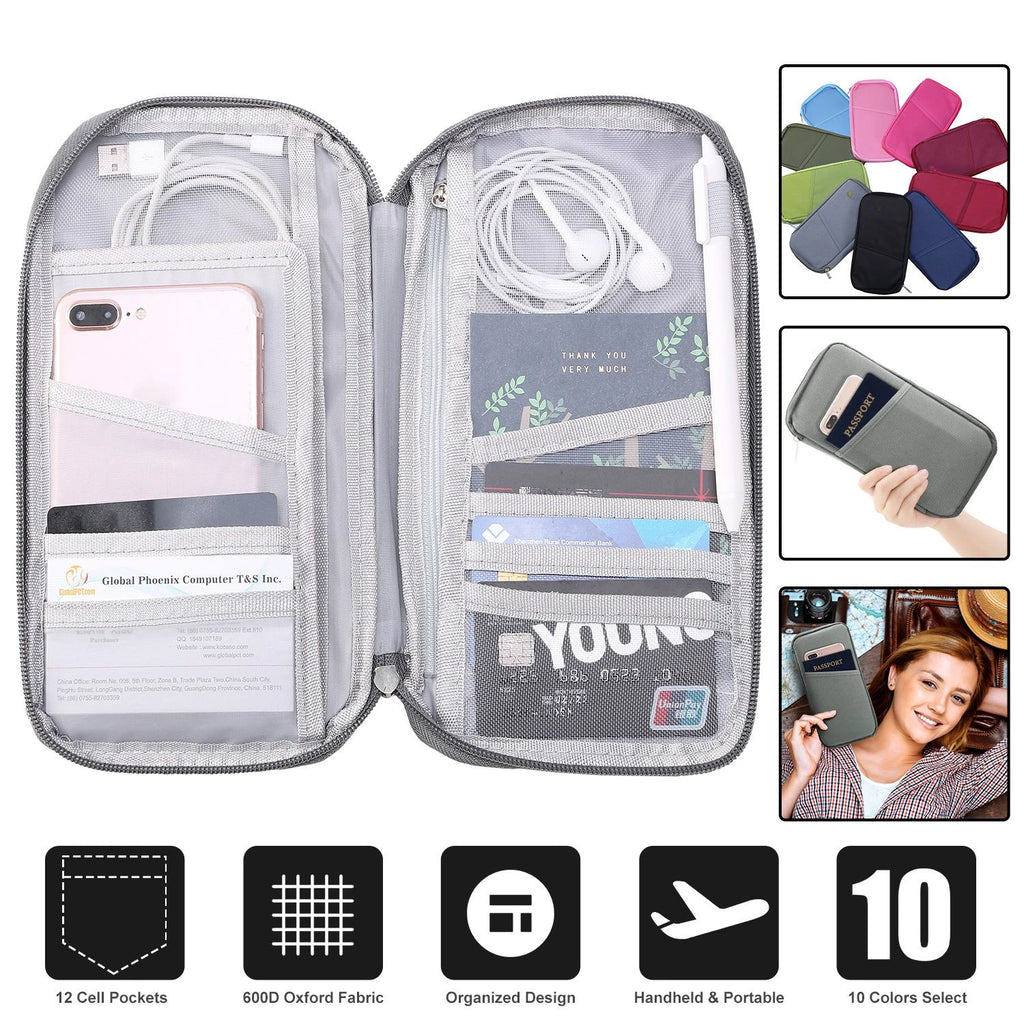 Travel Passport Wallet 12Cells Ticket ID Credit Card Holder Water Repellent Documents Phone Organizer mbzr