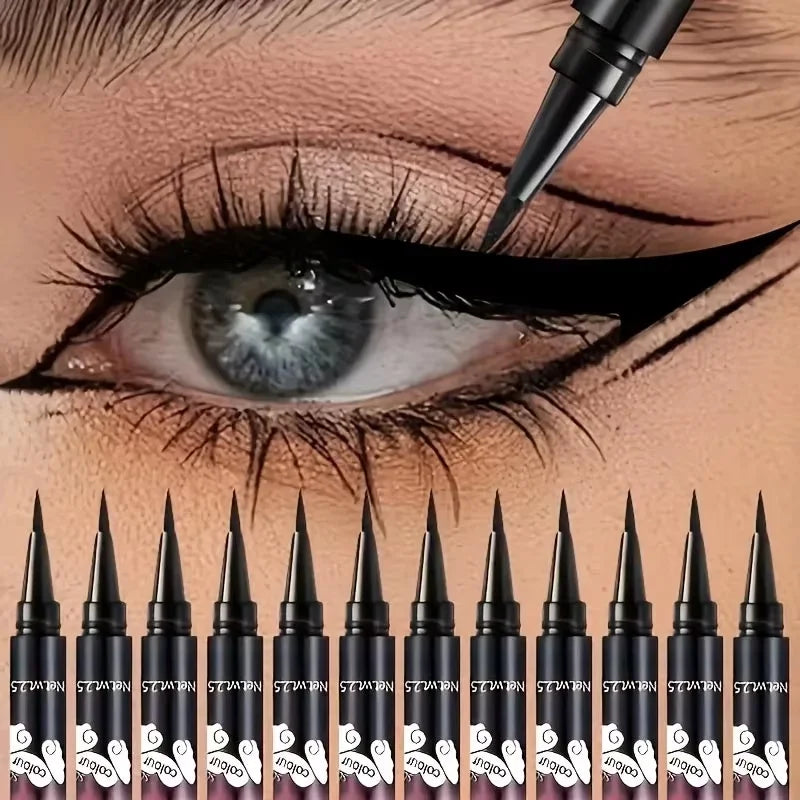 12-pack of best-selling black liquid eyeliners, long-lasting and waterproof, exquisite cosmetics. mbzr