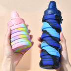 Outdoor Sports Silicone Foldable Water Bottle For Camouflage Creative Travel Reusable Leakproof Water Bottle With Carabiner mbzr