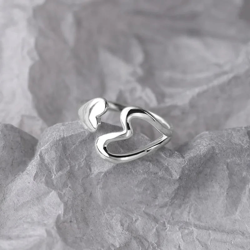 Love Hollowed-Out Ring - Simple, Minimalist, Cool-Inspired Heart-shaped Finger Ring with Unique Design - Trendy for Autumn-Winter, for The Finger with The Ring Opening