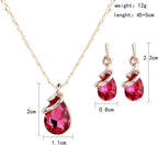 COLORFUL BLING Rose Gold Teardrop Infinity Pendant Necklace Dangle Earring Bridal Pearl Jewelry Sets