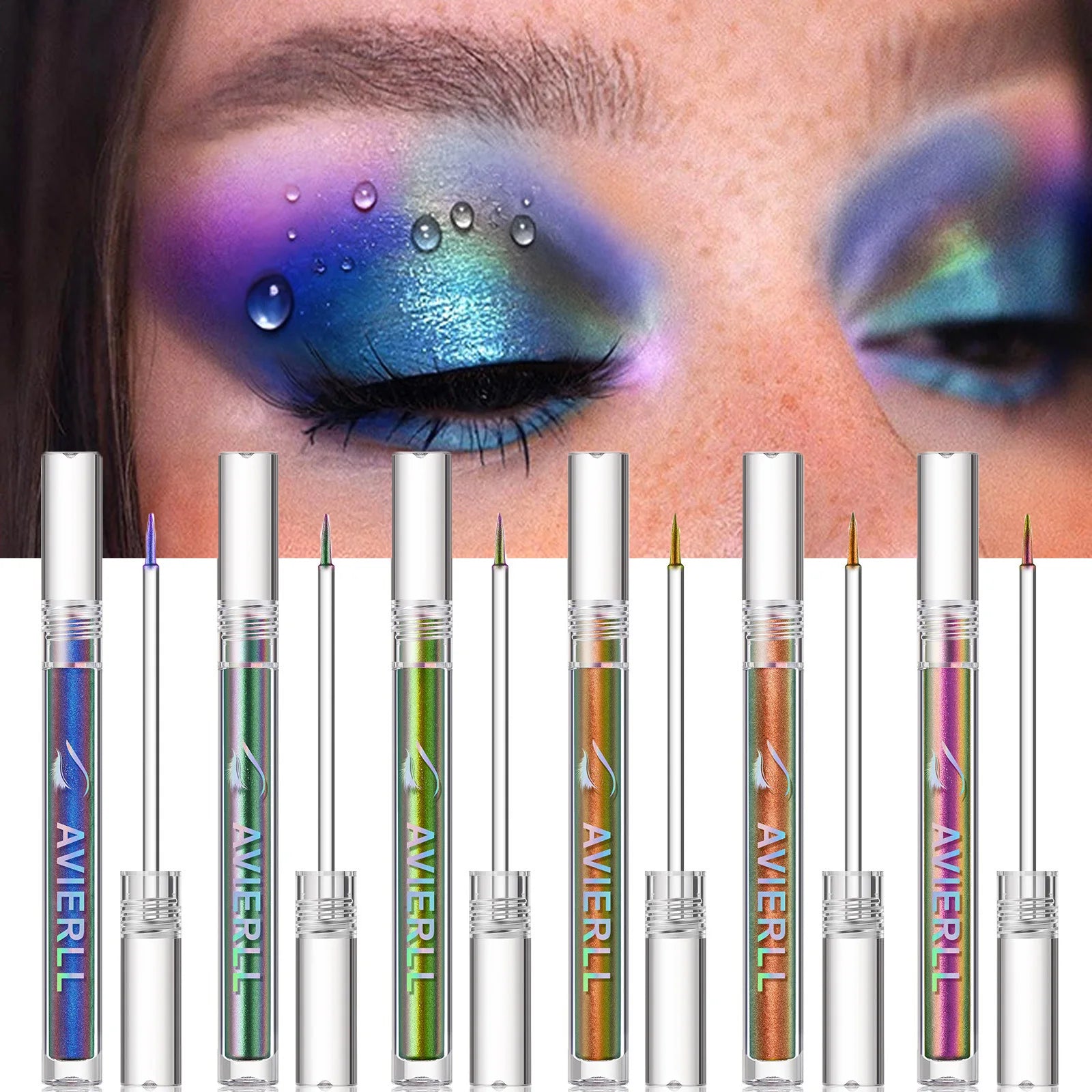 Glitter Chameleon Eyeliner Pen Multichrome Eye Liner Lasting Shiny Metallic Eyeshadow Lying Silkworm Green Purple Makeup Pigment mbzr
