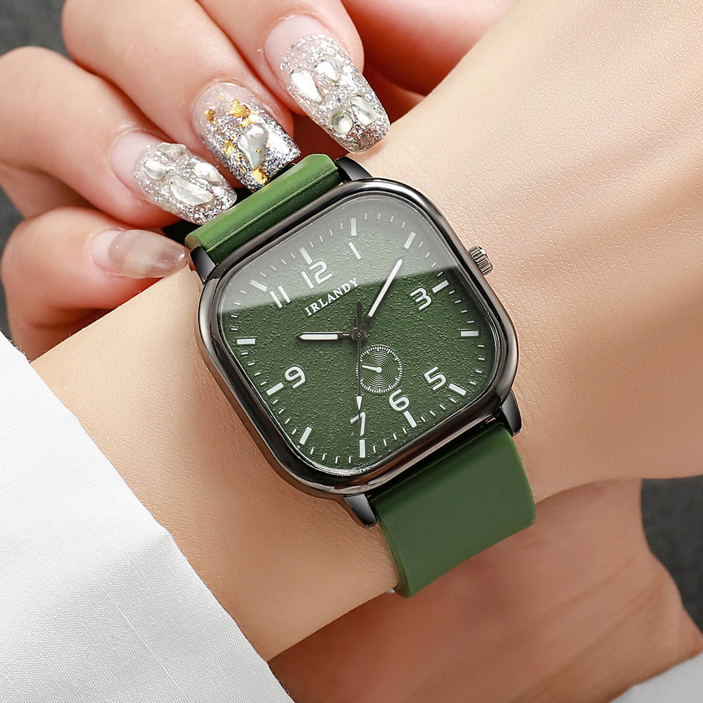 Fashion Square Women's Watch Casual Silicone Strap Quartz Watches Sports Wristwatch For Men Women Students（Without Box） mbzr