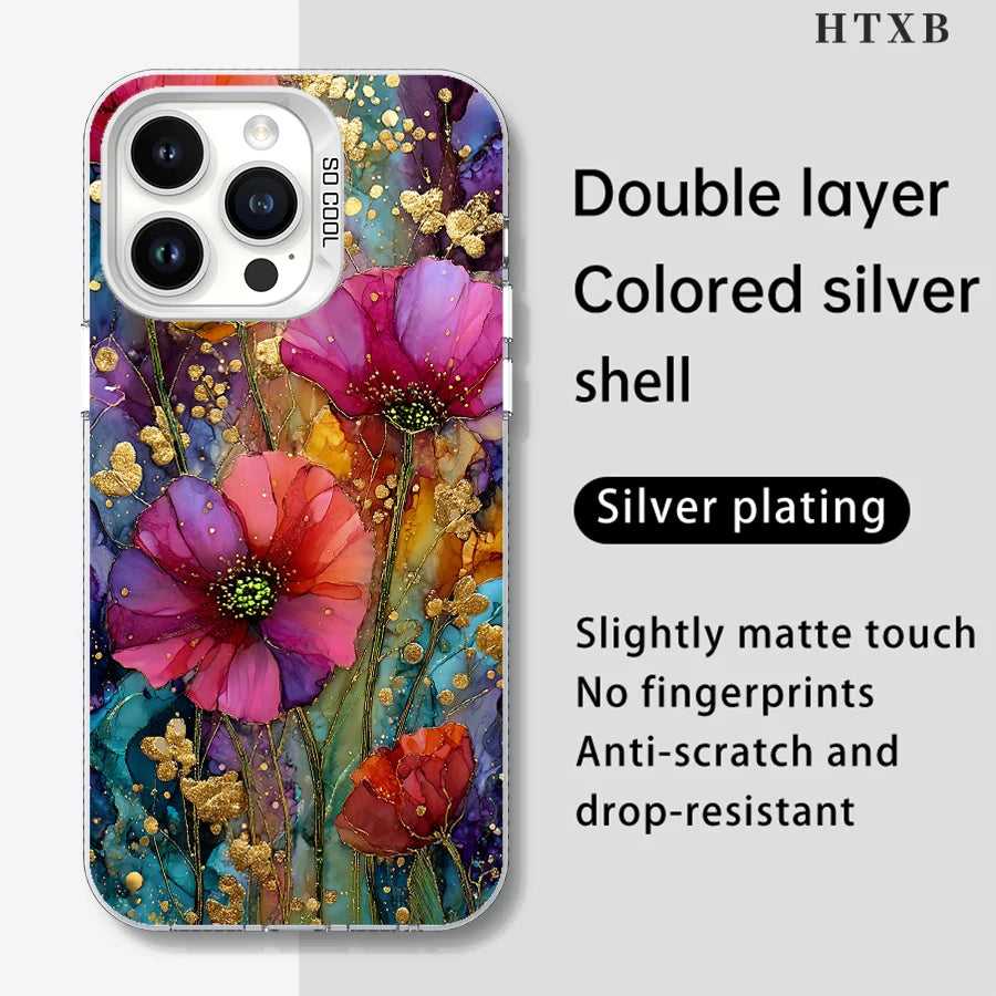 Gilded Flower Shadow Phone for iPhone 17 to 11 Pro Max Plus