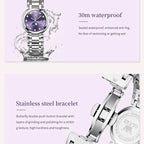 OLEVS 5573 Women's Watch Waterproof Star Moon Diamond Roman Scale Dial Solid Stainless Steel Elegant Luxury Quartz Women Watch mbzr