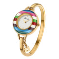 Binda Women’s Elegant Waterproof Quartz Watch – Rainbow Gold Stainless Steel Bracelet, Round Delicate Dial mbzr