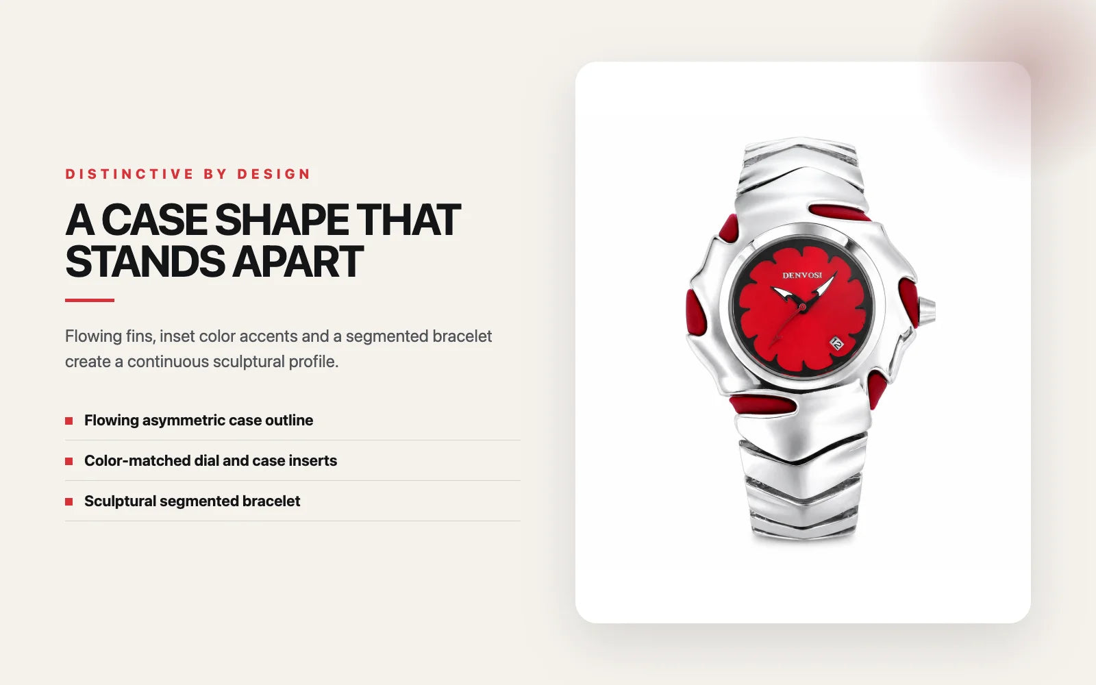 DENVOSI Futuristic Sport Watch Irregular Shark Wave Design Analog Quartz Metal Band for Men and Women