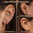 Surgical Steel Earrings for Sensitive Ears Hypoallergenic 20G Stainless Steel Stud Hoop Earrings for Women Men Small Opal Ball CZ Surgical Steel Flat Back Earrings Cartilage Earrings Hoop Stud