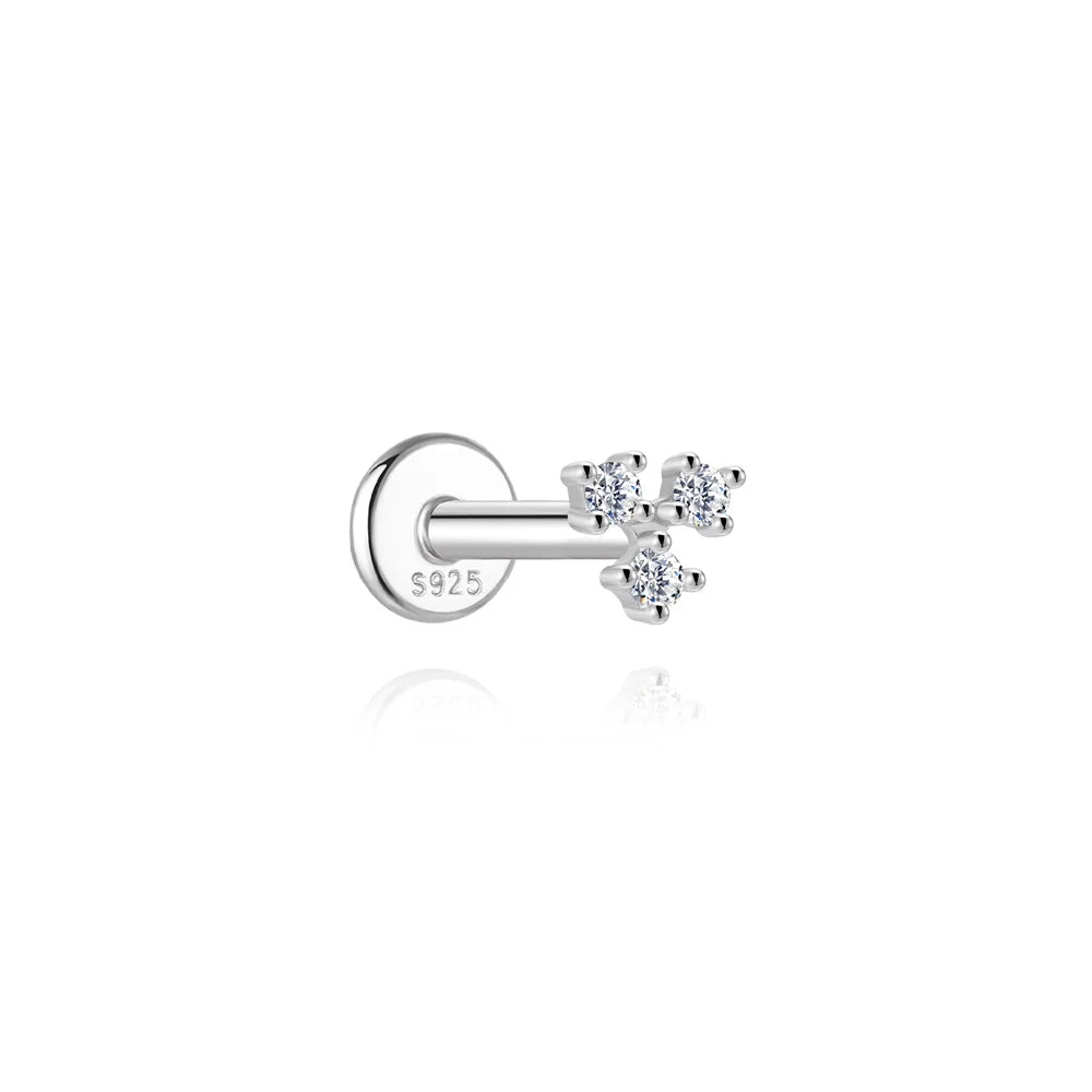 ROXI Moissanite 925 Sterling Silver Flower Tassel for Women Flat Back Piercing Earring Stud Helix Star Earring Fine Jewelry Gift mbzr