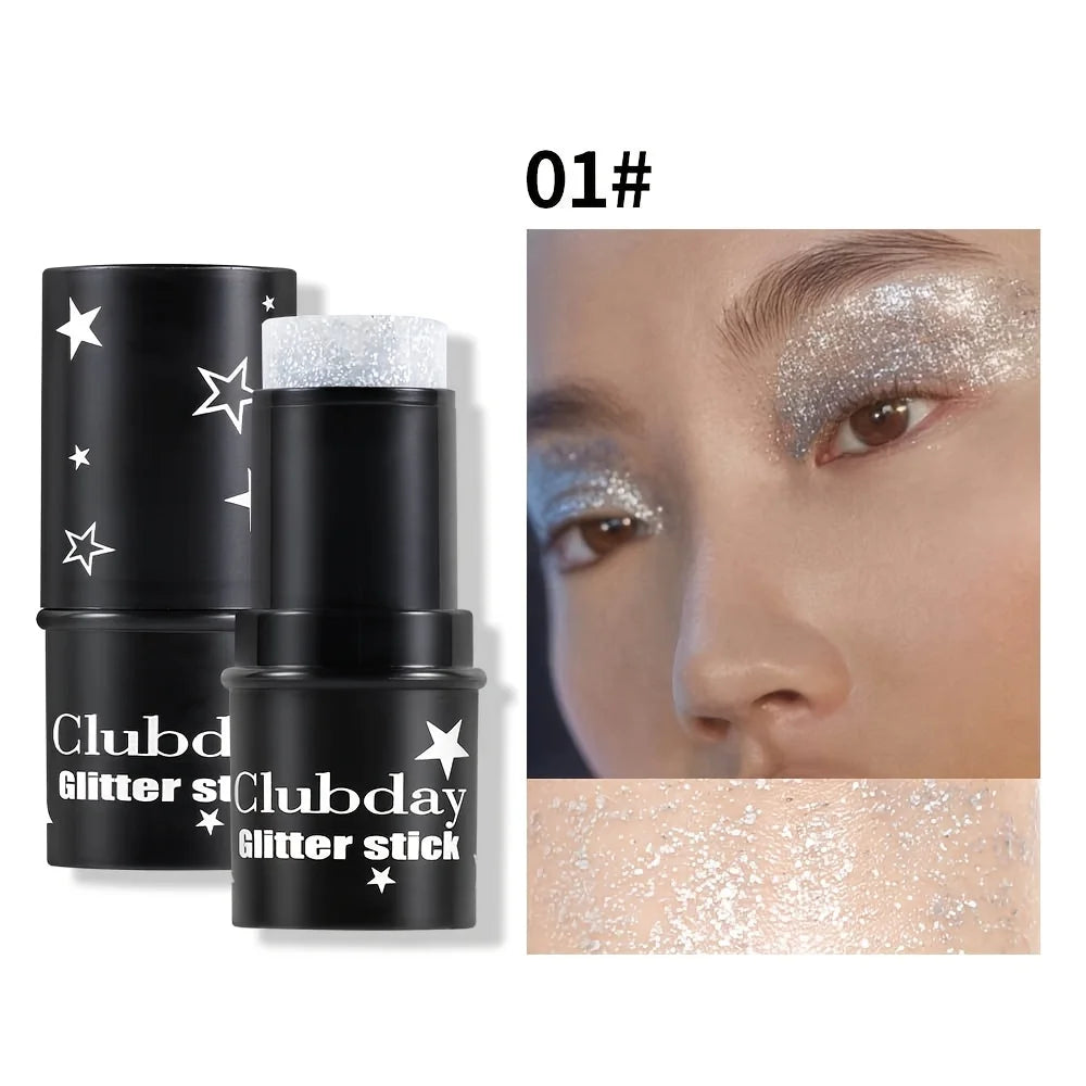 Multi-Use Glitter Stick for Face & Body – Shimmer Eyeshadow Highlighter Crayon, Holographic Makeup for Festival, Stage, mbzr