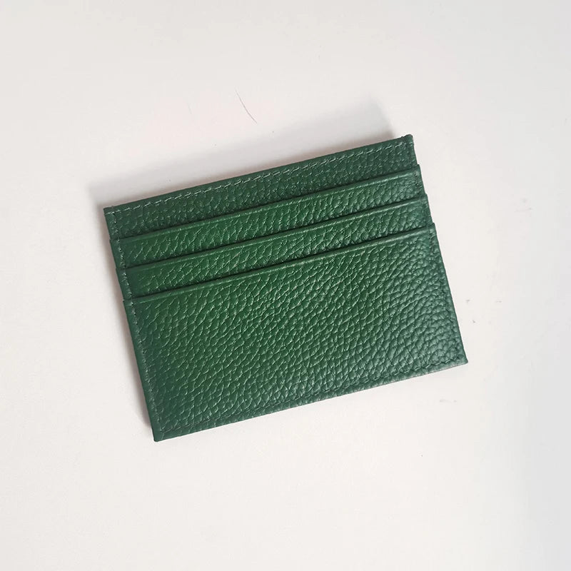 Cowhide Card Holder Woman Man Fashion Slim Mini Card Bag Genuine Leather Engrave Name Luxury Casual Purse