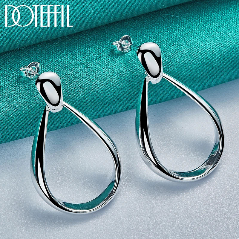 DOTEFFIL 925 Sterling Silver Classic Big Circle Drop Charm Earrings Women Party Gift Fashion Wedding Engagement Jewelry mbzr