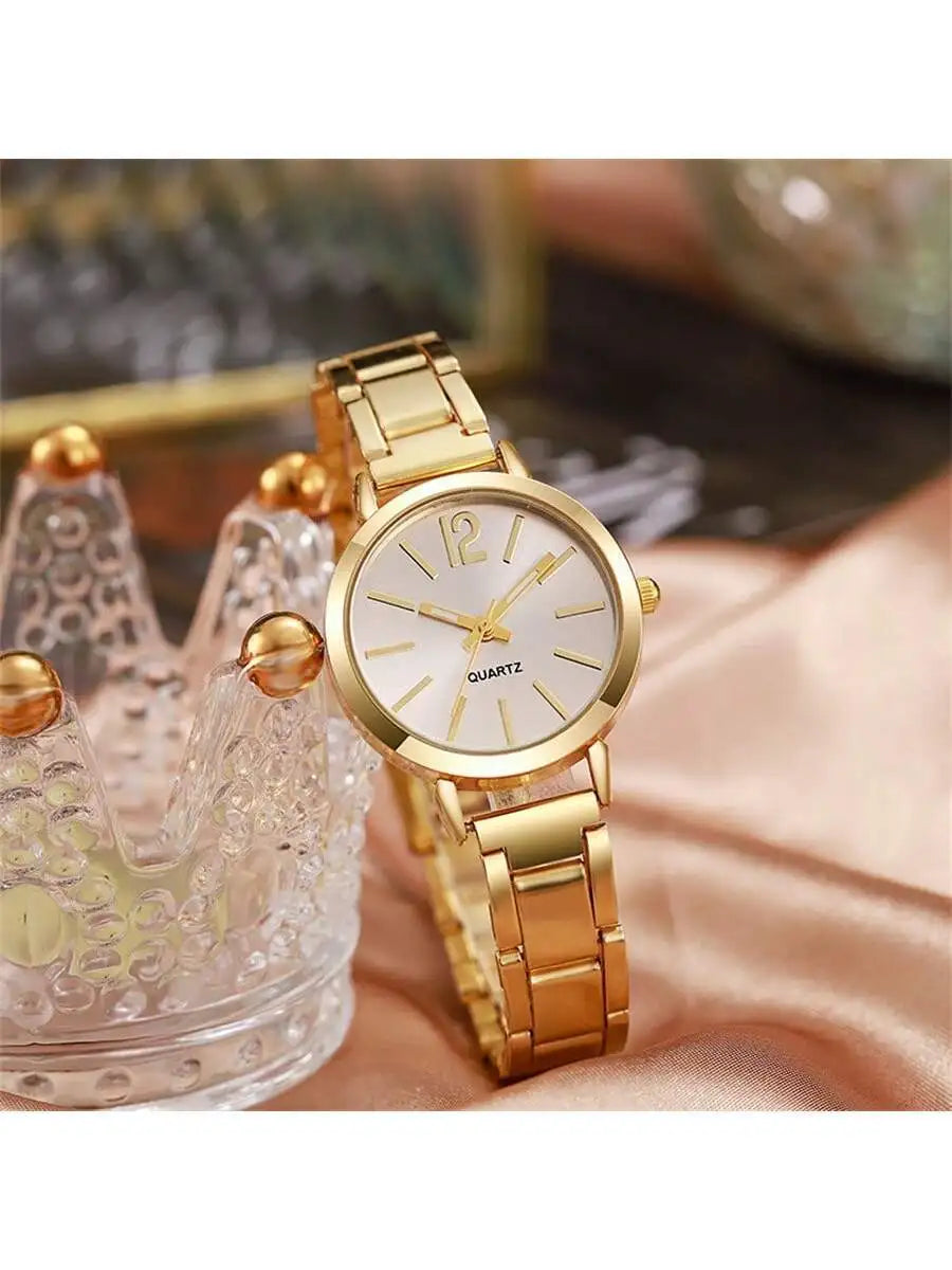 Luxury Gold Tone Women Quartz Watch Stainless Steel Bracelet Band mbzr