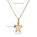 Cute Turtle Butterfly Pendant Necklace Stainless Steel Beads Chain Colored Charm Necklace Summer Beach Jewelry Gifts for Women mbzr