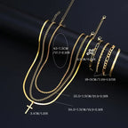 7-Piece Elegant Stainless Steel Minimalist Cross Pendant Jewelry Set for Men Chain Necklace Bracelet Jewelry for Everyday Wear