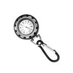 Carabiner Pocket Watch Silver Alloy Quartz Movement, Clip-on Outdoor Hiking Climbing Watch for Men Women