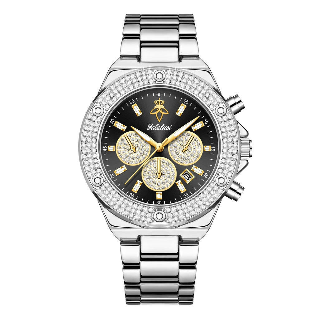 YaLaLuSi Luxury Quartz Watch Temperament Gold Rhinestone Dial Design with Watch Remover mbzr