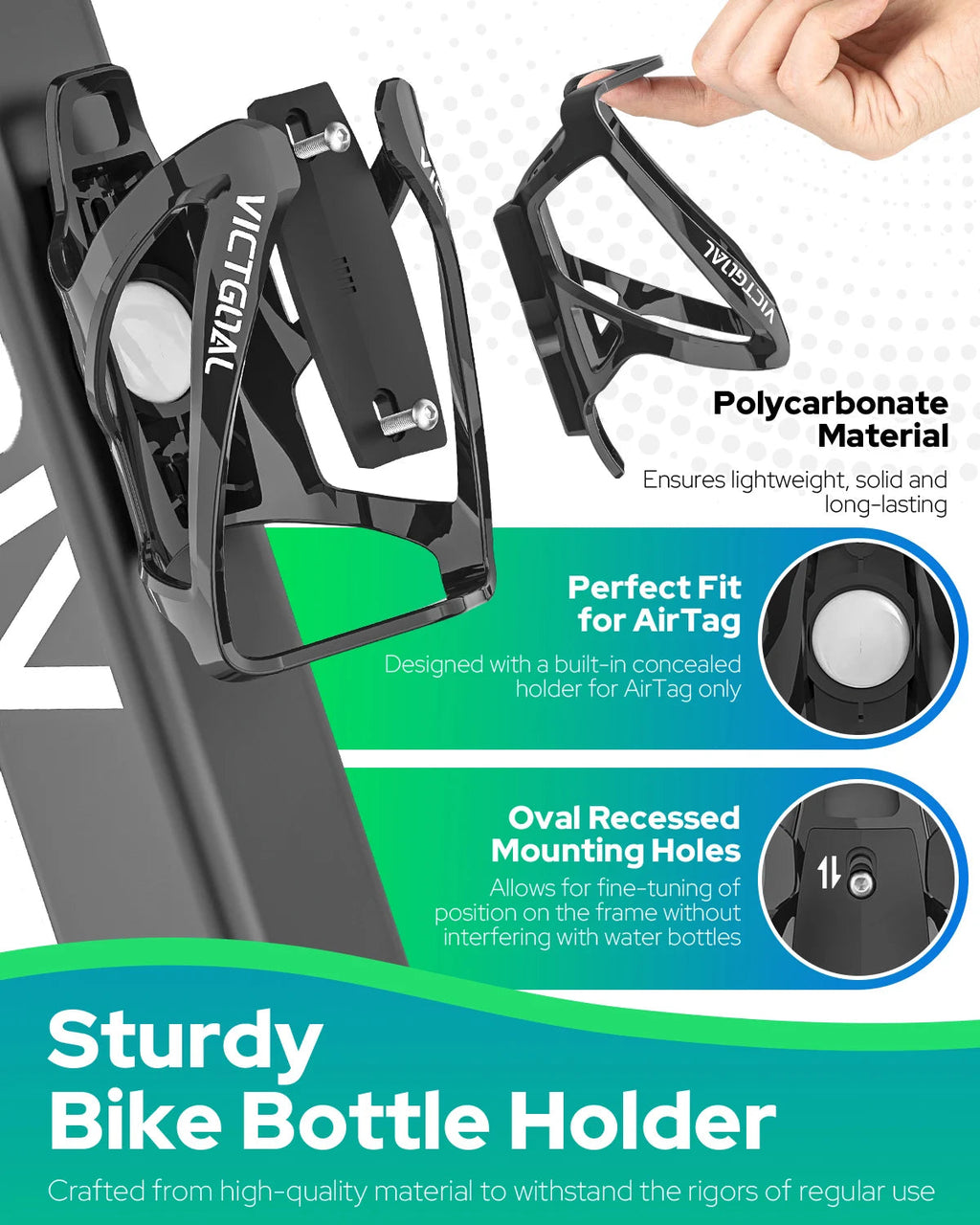 VICTGOAL Bicycle Water Bottle Holder Cage with Hidden AirTag Mount Squeeze Bottle mbzr